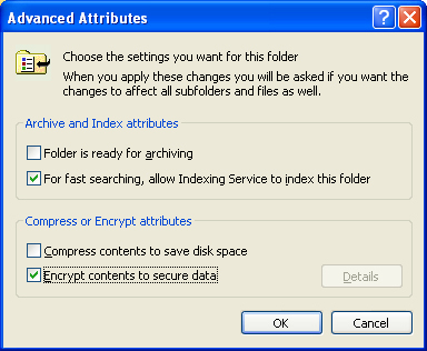 Advanced Attributes dialog box